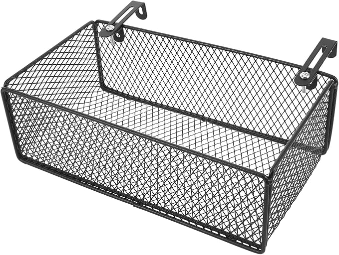 Bedside Organizer - Black Bedside Hanging Wire Basket Organizer With Adjustable Hook Spacing - Dormitory Bed Storage Caddy For College Dorm Room Bunk Bed