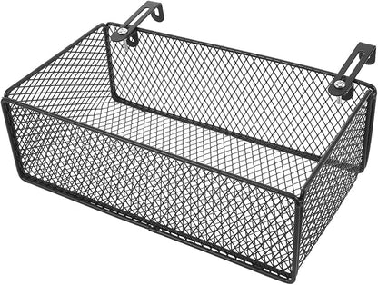 Bedside Organizer - Black Bedside Hanging Wire Basket Organizer With Adjustable Hook Spacing - Dormitory Bed Storage Caddy For College Dorm Room Bunk Bed