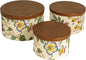 Household Essentials Floral Nestable Hat Boxes with Faux Leather Lids, Multicolor, Set of 3