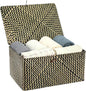 Hipiwe Wicker Shelf Baskets Bin with Lid, Handwoven Seagrass Basket Storage Bins Rectangular Household Basket Boxes for Shelf Wardrobe Home Organizer, Black,X-Large