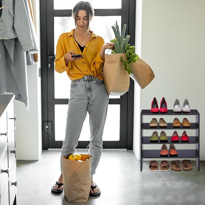 Relaxdays Rack, Organiser with 2 Levels, Stores 4 Pairs of Shoes, HxWxD: 29.5 x 60 x 29.5, Stackable, Black, Engineered Wood, 29.5 x 60 x 29.5 cm
