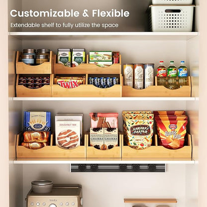 Onion Storage Bins Potato, 3 Tier Bamboo Pantry Storage Bin Stackable Ventilated Kitchen Organizer for Pantry, Countertop, Bathroom, Space-Saving, Easy Access Handle Natural Brown(Assembly Required)