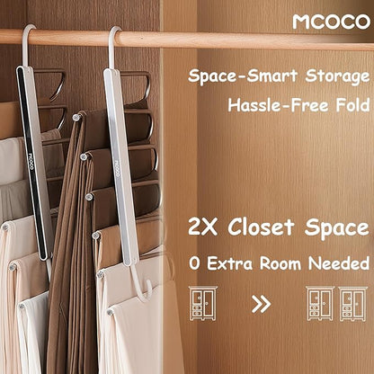 Pants Hangers Closet Organizers and Storage Clothes Space Saving Hangers Multifunctional Uses Rack Organizer for Pants Jeans Skirts Scarf Legging Black