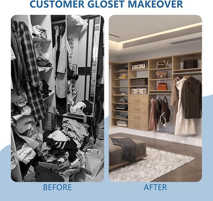 Modular Closet Organizer, 90" Wide Wardrobe Tower System with Towers and Hanging, Wall Mounted, Bedroom, Wood