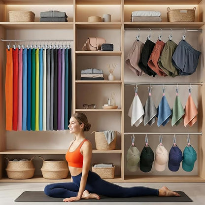 30 Pack Pants Hangers with Clip, Legging Organizer for Closet, Yoga Pants Hangers, Space Saving Hanging Closet Organizer and Storage for Socks, Panties, Underwear, Pants and Jeans (Black1)