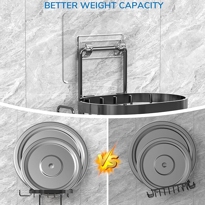 MASADI 3 Tier Soap Dish Holder,Soap Bar Holder with Hooks, Shampoo Bar Caddy for Shower Wall, Razor Holder for Shower, Bar Soap Container 304 Stainless Steel, Bathroom(Black)