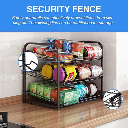 3 Tier Stackable Can Rack Organizer,for food storage,kitchen cabinets or countertops,Storage for 36 cans,Bronze