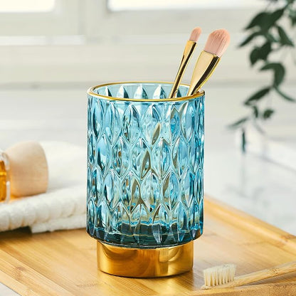 Makeup Brush Holder Organizer,Toothbrush Holders,Desk Pen Pencil Holder,Multifunctional Vintage Glass Brush Cup（A39-3-US）