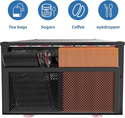 Simple Trending Coffee Pod Holder for K Cups, with 2 Tier Slidng Storage Drawer and Coffee Accessories Holder, 63 Large or 80 Small Capsule Organizer, Black