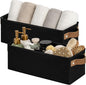 StorageWorks Narrow Storage Bins, Small Basket for Closet and Shelves, Fabric Organizer with Handles, Toilet Paper Storage, Black, 2-Pack