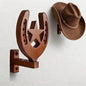 Horseshoe Cowboy Hat Holder for Wall – Rustic Wooden Western Hat Rack, Wall Mounted Hat Organizer for Cowboy Hats, Fedora, Baseball Caps – Farmhouse Entryway Closet Decor (Brown)