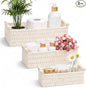 Boao 3 Pcs Boho Storage Wicker Baskets Handmade Woven Decorative Paper Rope Baskets for Organizing with Handle Countertop Toilet Paper Storage Container for Toilet Tank Top (Beige,Rectangle)