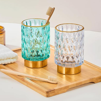 Makeup Brush Holder Organizer,Toothbrush Holders,Desk Pen Pencil Holder,Multifunctional Vintage Glass Brush Cup（A39-9-US）