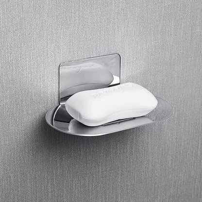 Stainless Steel Soap Tray - 3 Slot Self-Adhesive Wall Mounted Shower Soap Stand (Reflective Silver)