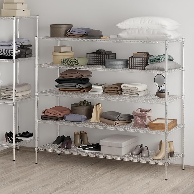 24" Deep x 72" Wide x 64" Height Wire Shelving Kit | 5-Tier | NSF Commercial Storage Rack Unit
