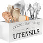 Suli Extra Large Kitchen Utensils Holder with 4 Compartments (White)