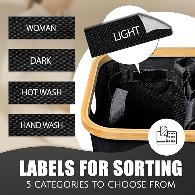 Hampers for Laundry Basket with Lid, 145L Extra Large 3 Section Clothes Divided Organizer for Bedroom, Laundry Room, Dirty Clothing Hamper, Black