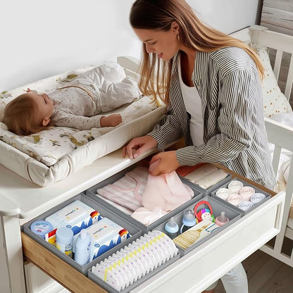 DIMJ Drawer Organizer Clothes Storage - 20 Pack Baby Dresser Organizer for Nursery, Foldable Closet Drawer Organizer Bins for Bedroom Organization, Fabric Storage Dividers for Socks, Underwears, Bras