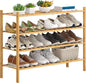 Bamboo Shoe Rack Stackable Shoe Shelf Storage Organizer for Unit Entryway Hallway and Closet Sturdy Freestanding Shoe Shelf (4L Tier Natural)