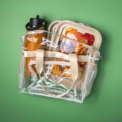 Crudités | Portable Snack Tray | Rectangle 2-Pack | Cream White | Reversible Stretch Lid Food Containers | BPA-Free, Freezer & Dishwasher Safe | Meal-Prep, Charcuterie, Salads, Picnic, Travel