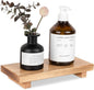 Bathroom Counter Organizer Wood Pedestal Stand Farmhouse Decorative Tray Soap Holder for Kitchen Decor, Large 10" x 4.5" - Brown