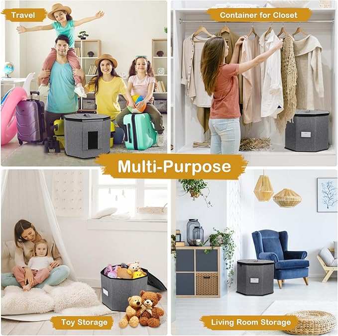 Hat Storage Box, Hat Boxes for Women/Men Storage,Foldable Travel Hat Box with Lids,Large Hat Boxes,Stuffed Animal Toy Storage,Hat Storage Organizer for Hanging on Suitcase
