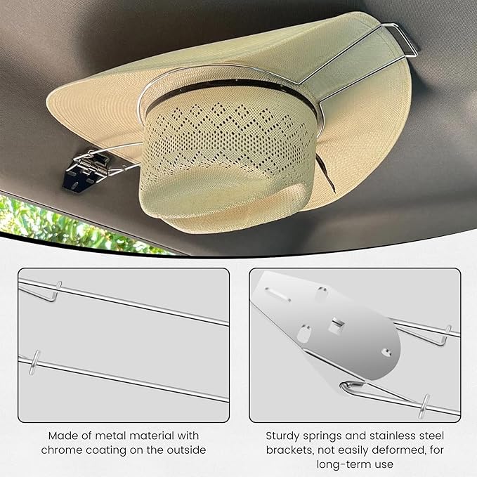 Cowboy Hat Holder for Truck SUV Car, Built-in Spring Design | Firm & Stable | Hat Organizer Stand for Truck Car Accessories