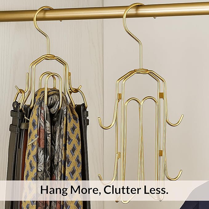 Multi-Hook Closet Organizer - Rotating Tie Rack with Storage for Belts, Ties, Scarves, and Accessories - Non-Wood Durable Cabinet Organizer for Men and Women - Space-Saving Efficient Design