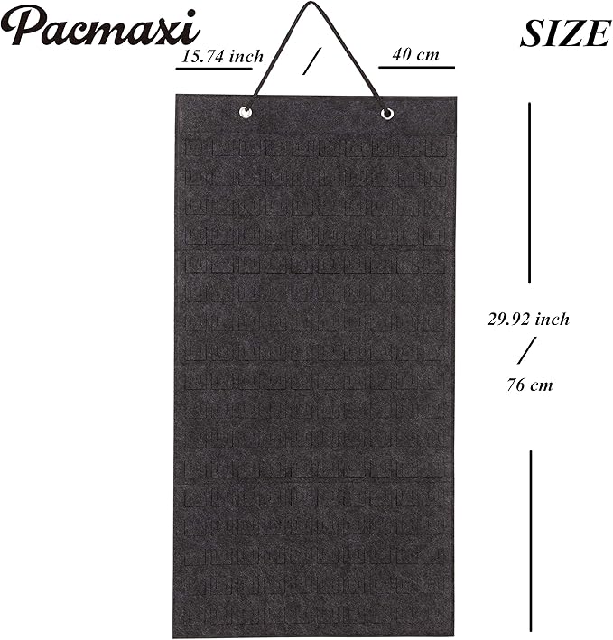PACMAXI Hanging Brooch Pin Organizer, Display Pins Storage Case, Brooch Collection Storage Holder, Holds Up to 96 Pins.(Not Include Any Accessories) (M-170 Slots, Dark gray, Medium)