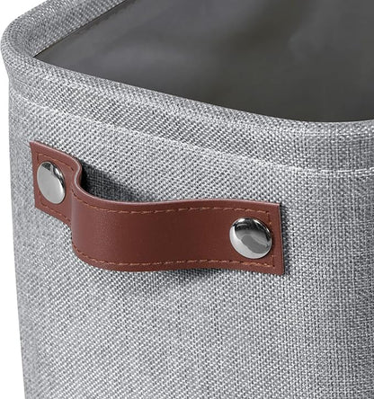 Small Fabric Storage Bins, 7.8x6.7x5.9 inch Mini Storage Cubes 4-Pack Storage Basket for Makeup Collapsible Fabric Storage Organizer with Handles, Decorative Basket for Desk, Shelves, Grey