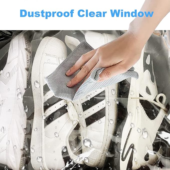 Under Bed Shoe Organizer Storage for Closet 2 Pack- Fits 24 Pairs Underbed Shoes Container Boxes with H Shap Sturdy Handles and Clear Window,Foldable Shoe Rack Holder,Black