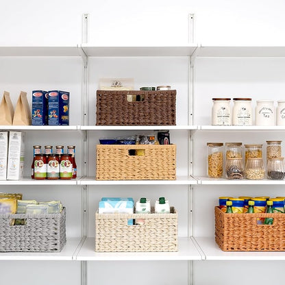 GRANNY SAYS Basket for Organizing, Wicker Storage Baskets for Shelves, Woven Baskets for Storage, Waterproof Shelf Baskets for Living Room, Rectangular Woven Basket with Handles, 1-Pack