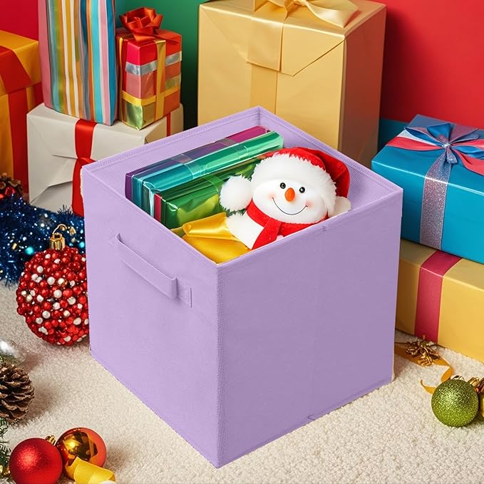 ShellKingdom Foldable Fabric Storage Cubes And Cloth Organizer Drawer For Closet And Toys, 13 X 13 X 13 INCH, 2 Pack (Lavender)