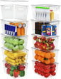 YAN & HIN 10 Pack Clear Storage Bins with Lids, Stackable Plastic Organizer Bins with Handles, Pantry Organizers and Storage for Kitchen Cabinet, Fridge, Bathroom, Closet and Shelf Organization