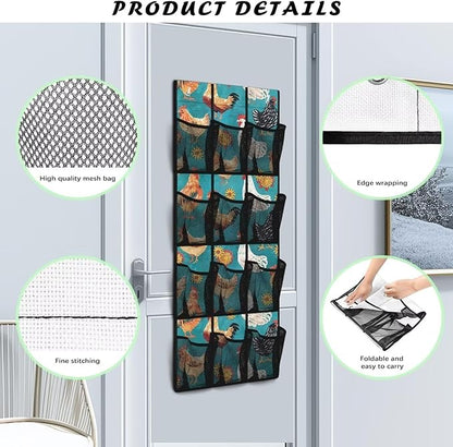 Roosters Over The Door Hanging Storage Organizer, 12 Reinforced Pockets for Toys Sundries Organizers and Storage