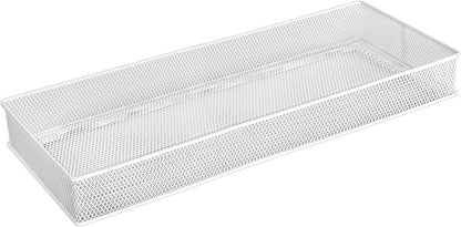 YBM HOME Mesh Drawer Cabinet and or Shelf Organizer Bins, School Supply Holder Office Desktop Organizer Basket, White (1, 6x15x2 Inch)