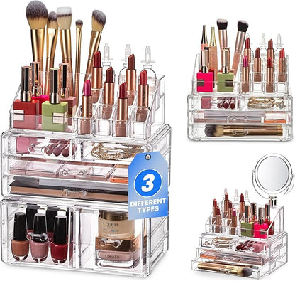 Masirs Clear Cosmetic Storage Organizer, Classy Design, Versatile, Simplifies Your Life