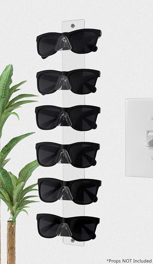 Marketing Holders Sunglasses Holder 6 Pair Wall Mount with Hardware Department Stores Malls Shopping Centers Convenient Clear Acrylic Organizer