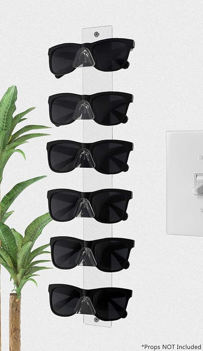 Marketing Holders Sunglasses Holder 6 Pair Wall Mount with Hardware Department Stores Malls Shopping Centers Convenient Clear Acrylic Organizer