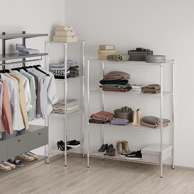 21" Deep x 48" Wide x 64" Height Wire Shelving Kit | 4-Tier | NSF Commercial Storage Rack Unit