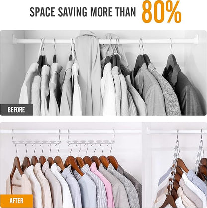 HOUSE DAY Closet Organizers and Storage Space Saving Hangers 12 Pack Stainless Steel Magic Hangers Upgraded Sturdy Multiple Hanger in one Space Saver Clothes Hanger College Dorm Room Essentials