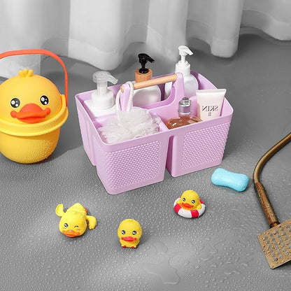 rejomiik Portable Shower Caddy Basket Plastic Cleaning Caddy Organizer Storage Tote with Handle for Bathroom, College, Dorm Room Essentials, Light Purple