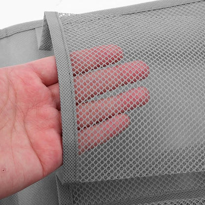 Wall Mounted Shoe Organizer Rack with 6 Mesh Pockets and Shoehorn, over Door Hanging Narrow Shoe Storage for Closet and Bedroom Organization, 2pcs Set