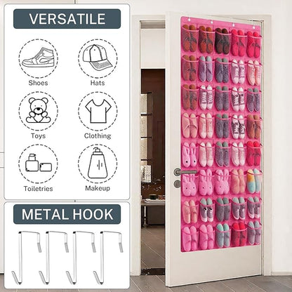 40-Pocket Over the Door Shoe Organizer - Large Mesh Pocket Hanging Shoe Organizer,Behind the Door Shoes Storage Holder Hanger