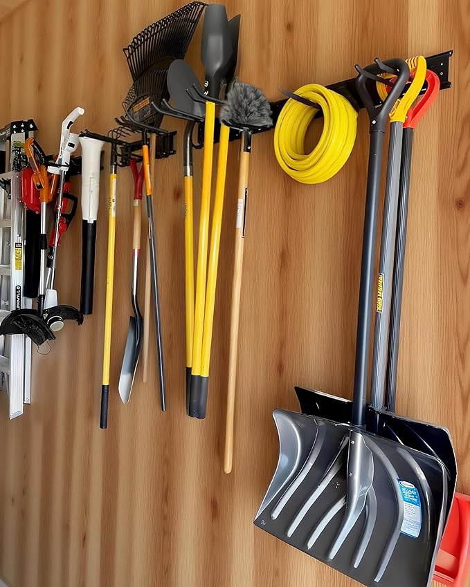 PIYILO 64 inches Garage Tool Organizer Wall Mount, Garden Tool Organizer Rack Heavy Duty, Hanging Storage Organization Racks Holder with 10 Hooks, for Lawn Tools, Shovel, Shed