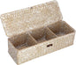 Hipiwe Storage Basket with Lid 3 Sections Handwoven Seagrass Basket Rectangular Closet Organizer Bin Multipurpose Storage Box for Bathroom Shelf Kitchen, Whitewash