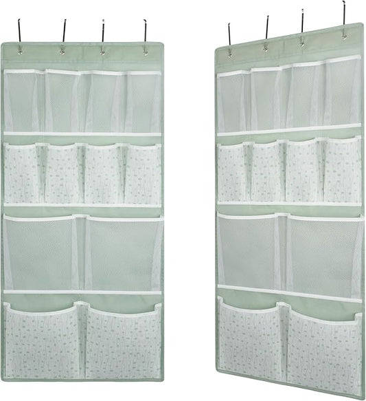 2 Pack- 12 Pocket Over Door Hanging Storage Organizer with 4 Kinds Pouch,Back of Closet Hanging Shelf Storage Organization for Sock,Hat,Underwear,Behind Door Caddy in Bedroom,Bathroom,Entrance,Dorm,RV