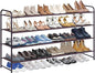 KIMBORA 4 Tier Long Shoe Rack for Closet, Wide Shoe Storage Organizer Stackable Sneaker Shelf for Floor, Bedroom 30 Pairs (Bronze)