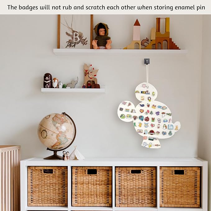 Hanging Brooch Pin Organizer Enamel Pin Display Cute Cartoon Shape Brooch Pin Display Storage Holder for Brooch Pin(Without Accessories ) (beige+green)