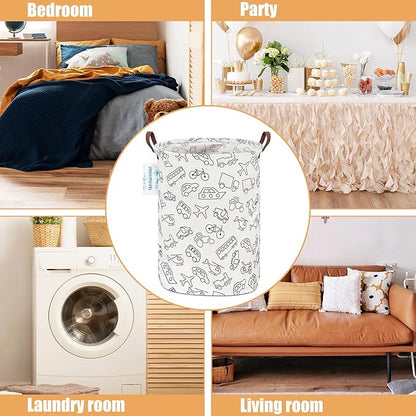 Laundry Basket Canvas Fabric Collapsible Organizer Basket for Storage Bin Toy Bins Gift Baskets Bedroom Clothes Children Nursery Hamper (Vehicle)